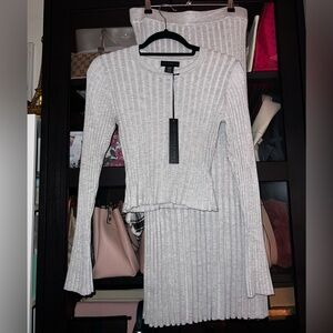 House of Harlow Grey 2-Piece Skirt with Long Sleeve Top